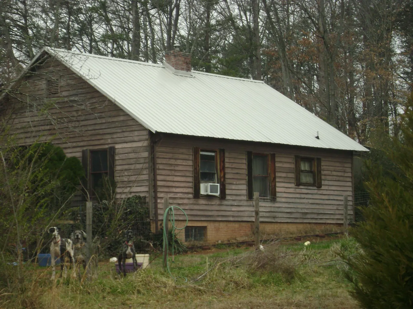 White metal roof on an old wood sided farmhouse, from a Asphalt Shingle Roof Repair job in Elliott